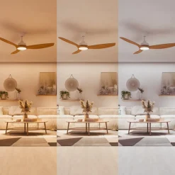 Philips LED-vifte Olas, Ø 132 cm, brun/hvit, stillegående