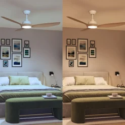 Philips LED-vifte Olas, Ø 132 cm, brun/hvit, stillegående