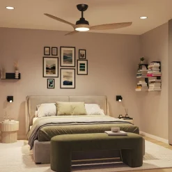 Philips LED-vifte Olas, Ø 132 cm, brun/svart, stillegående