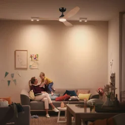 Philips LED-vifte Olas, Ø 132 cm, brun/svart, stillegående