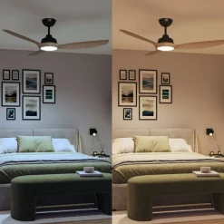 Philips LED-vifte Olas, Ø 132 cm, brun/svart, stillegående