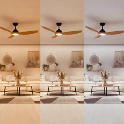 Philips LED-vifte Olas, Ø 132 cm, brun/svart, stillegående