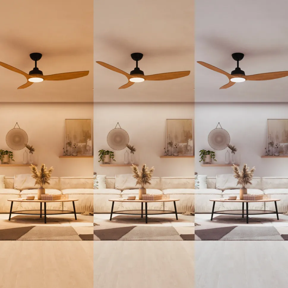 Philips LED-vifte Olas, Ø 132 cm, brun/svart, stillegående