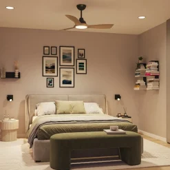 Philips LED-vifte Olas, Ø 106 cm, brun/svart, stillegående