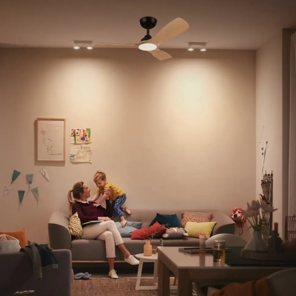 Philips LED-vifte Olas, Ø 106 cm, brun/svart, stillegående