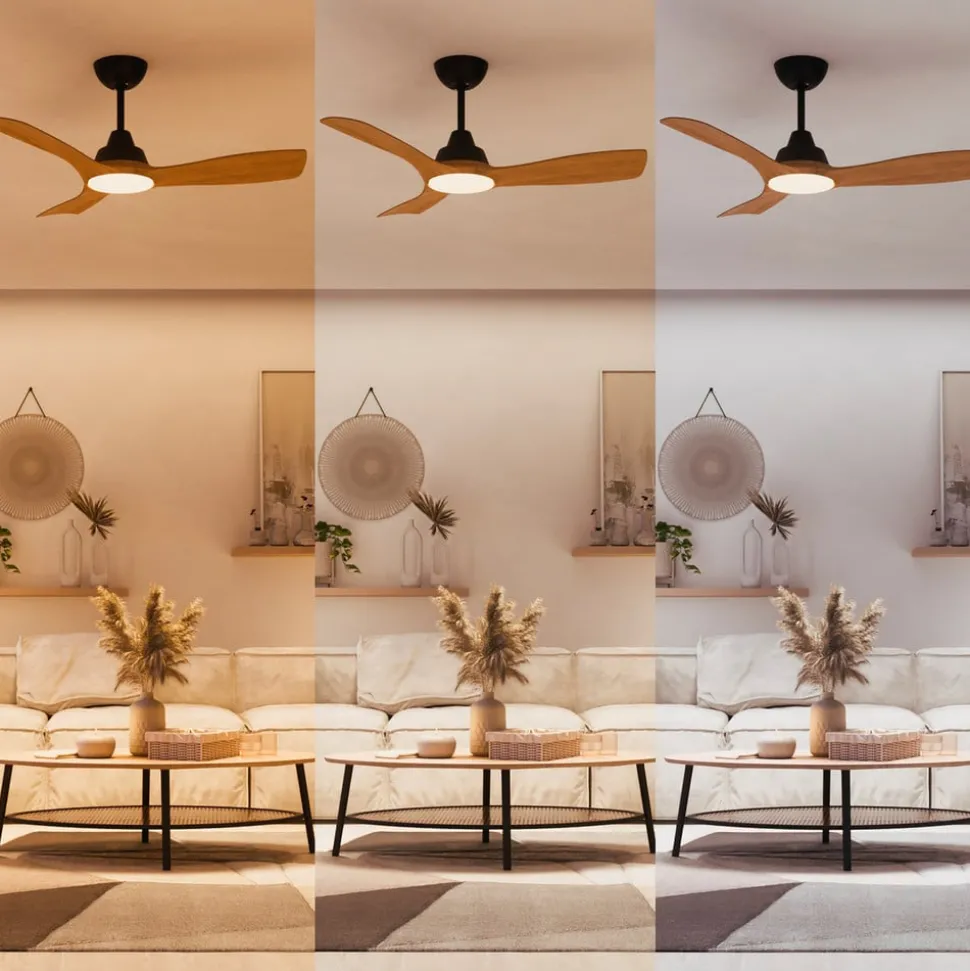 Philips LED-vifte Olas, Ø 106 cm, brun/svart, stillegående