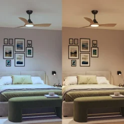 Philips LED-vifte Olas, Ø 106 cm, brun/svart, stillegående