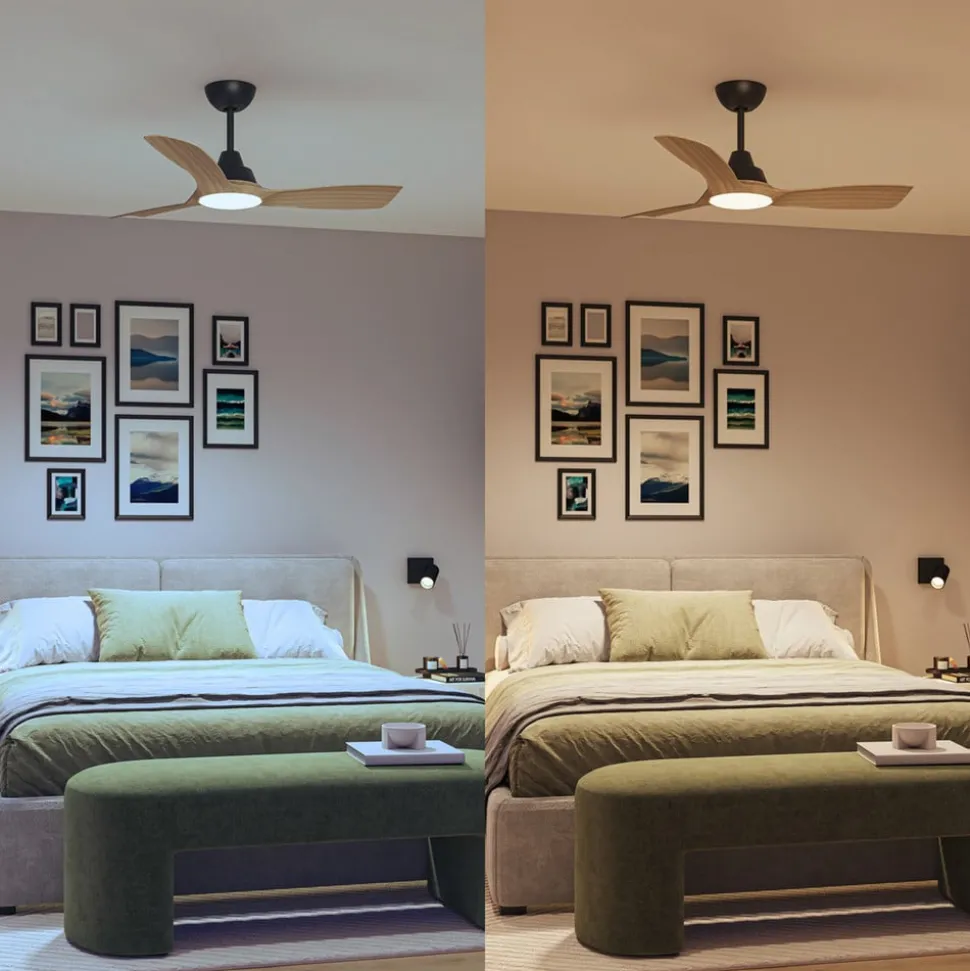 Philips LED-vifte Olas, Ø 106 cm, brun/svart, stillegående