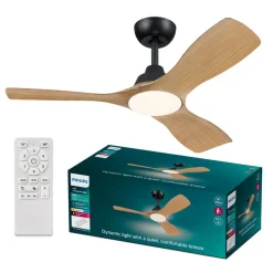 Philips LED-vifte Olas, Ø 106 cm, brun/svart, stillegående