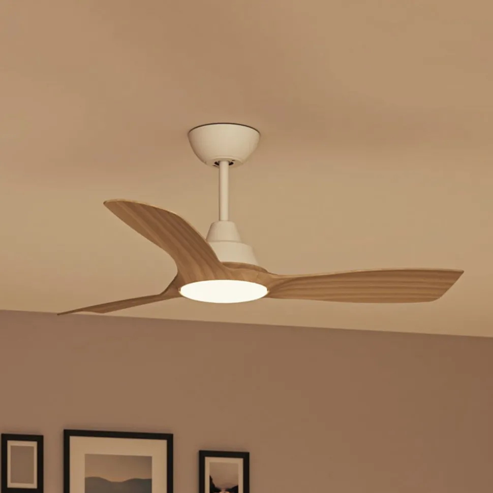 Philips LED-vifte Olas, Ø 106 cm, brun/hvit, stillegående