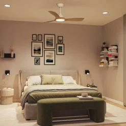 Philips LED-vifte Olas, Ø 106 cm, brun/hvit, stillegående