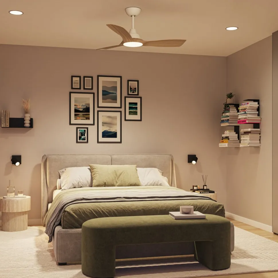 Philips LED-vifte Olas, Ø 106 cm, brun/hvit, stillegående