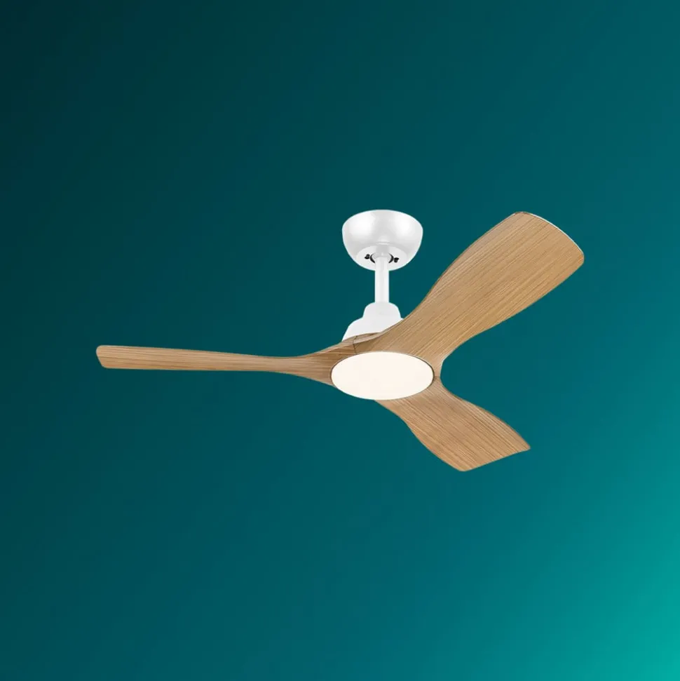 Philips LED-vifte Olas, Ø 106 cm, brun/hvit, stillegående