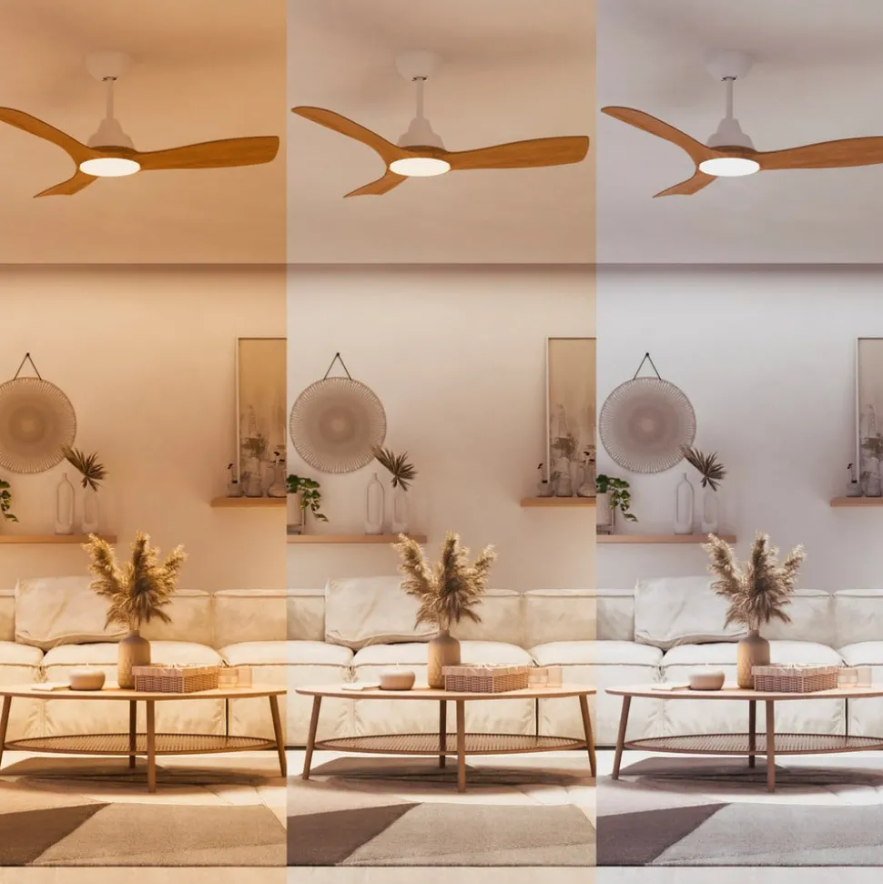 Philips LED-vifte Olas, Ø 106 cm, brun/hvit, stillegående