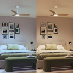 Philips LED-vifte Olas, Ø 106 cm, brun/hvit, stillegående