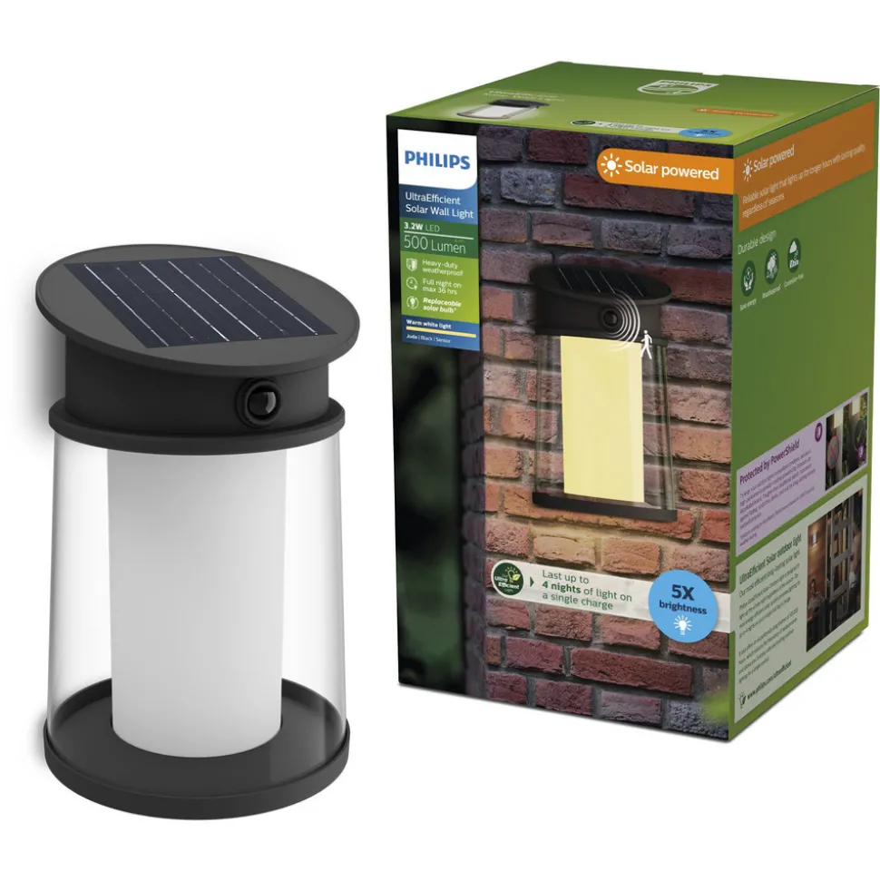 Philips utendørs LED-vegglampe Juda UE, sensor, IP44