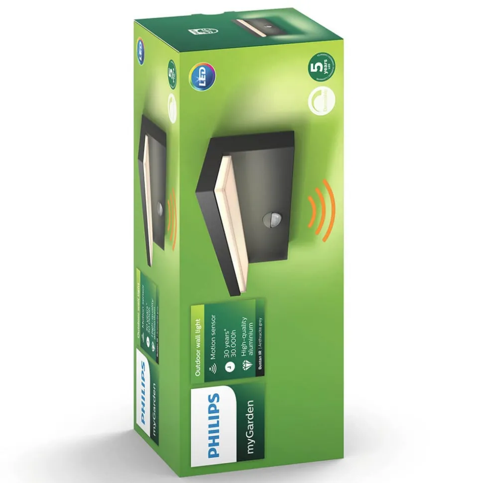 Philips utendørs LED-vegglampe Bustan Sensor 2700 K