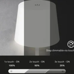Piha LED-bordlampe med oppladbart batteri, hvit