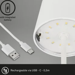 Piha LED-bordlampe med oppladbart batteri, hvit