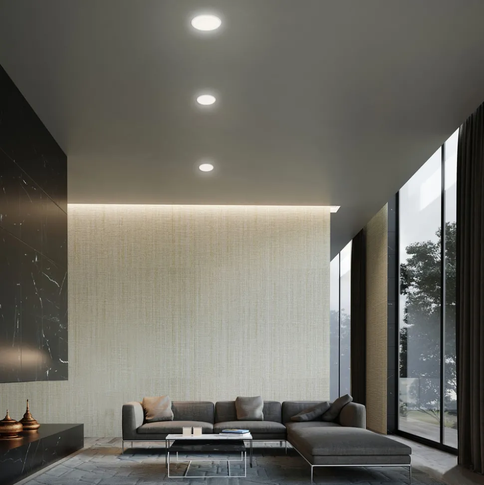 Plat LED innfelt spot, hvit, Ø 10 cm, 4 000K