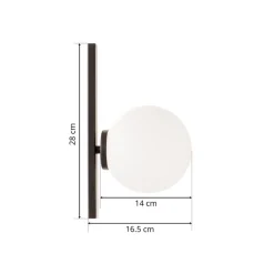 Pluto vegglampe, 1 lyskilde, svart/hvit, bryter