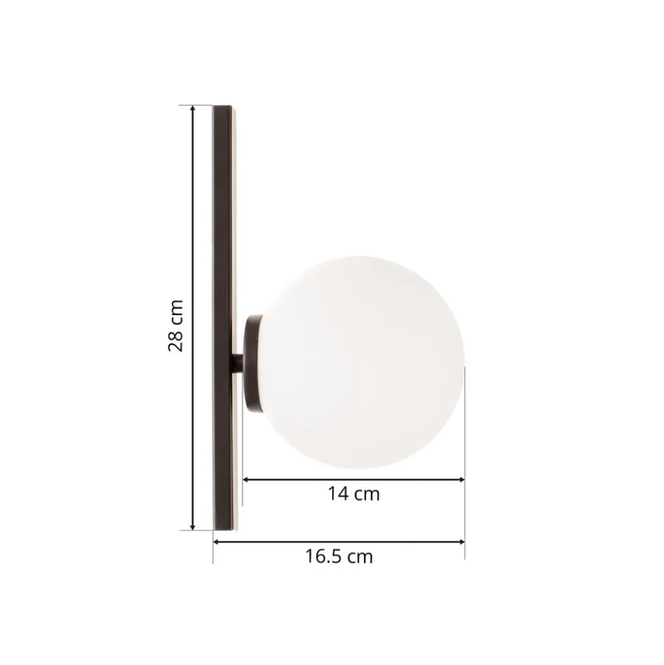 Pluto vegglampe, 1 lyskilde, svart/hvit, bryter