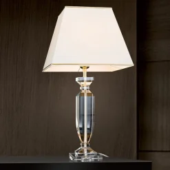 Pokal bordlampe med krystall gull/krem