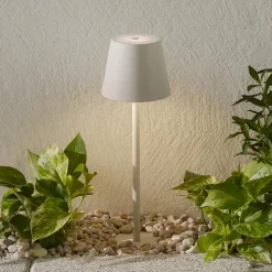 Poldina LED-lampe med jordspyd og batteri, hvit