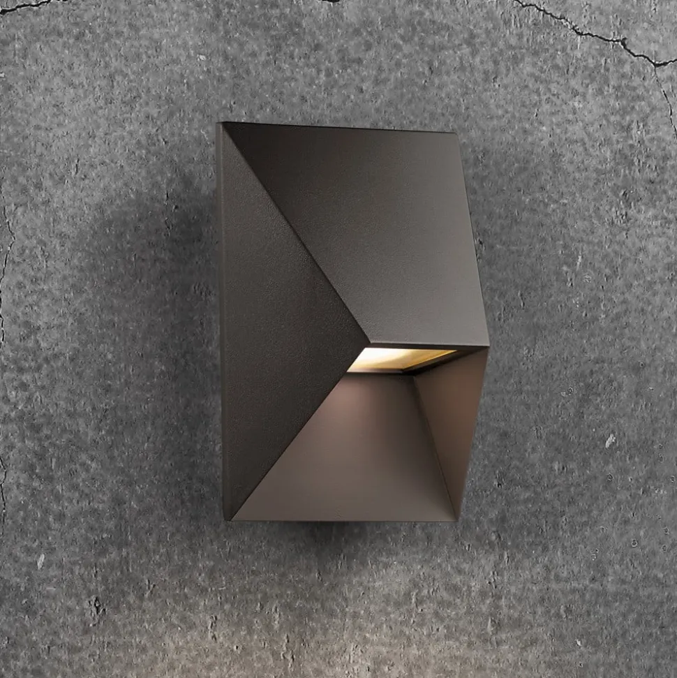 Pontio 15 utendørs vegglampe, bredde 15 cm, svart