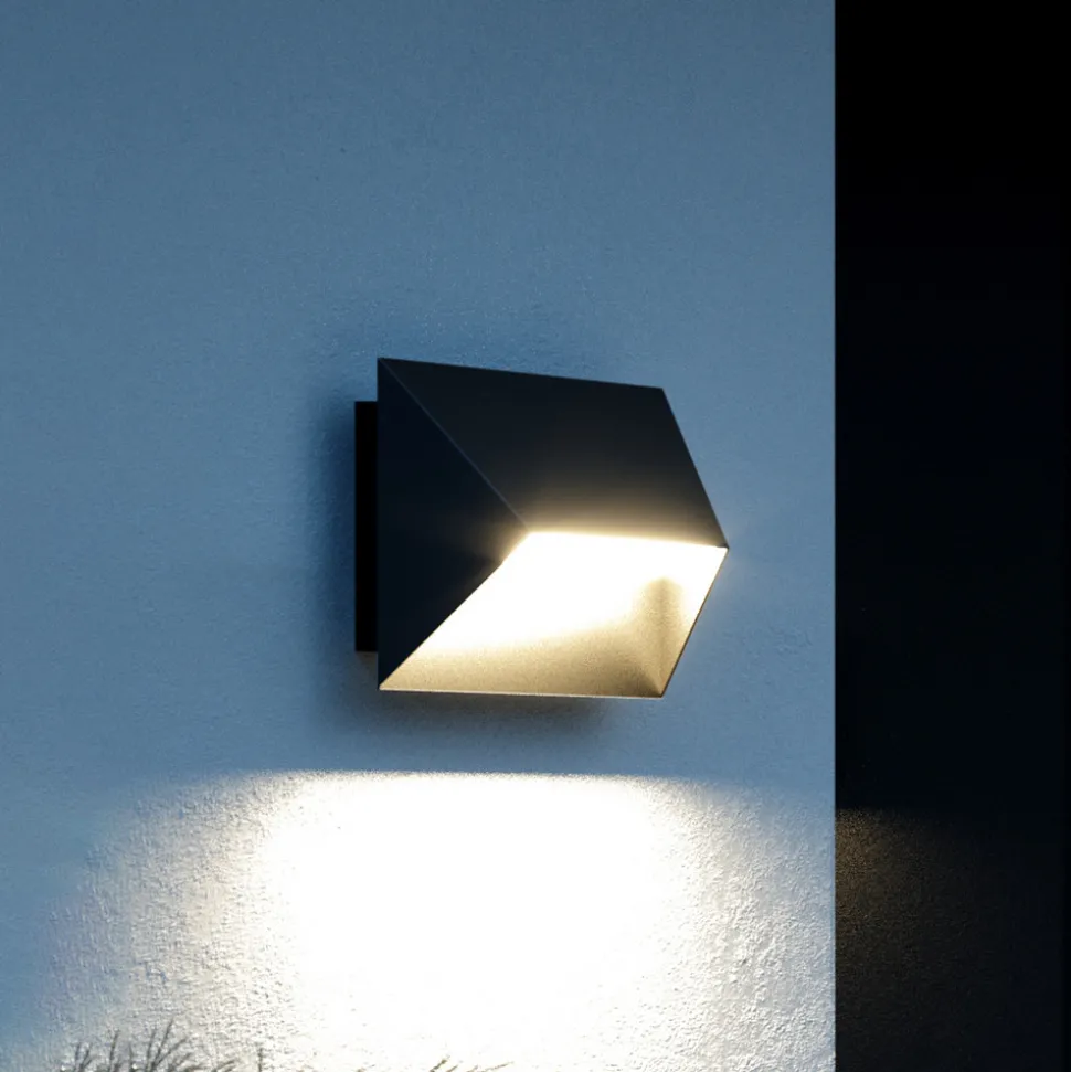 Pontio 27 utendørs vegglampe, bredde 27 cm, svart