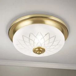 Porto taklampe, Ø 26 cm, bronsefarget, glass, E27