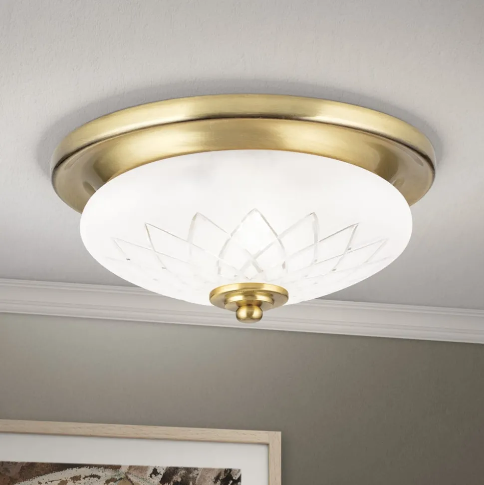 Porto taklampe, Ø 26 cm, bronsefarget, glass, E27