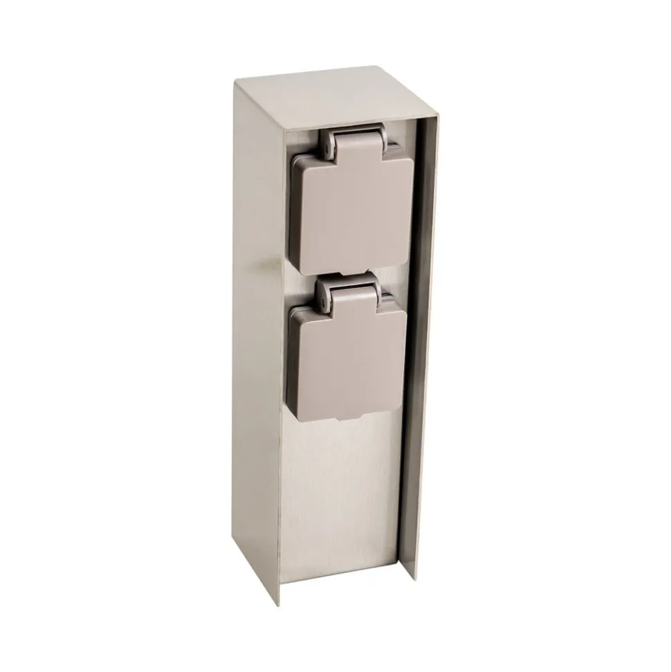 Prios Foranda energisøyle, 2 stikkontakter i stål