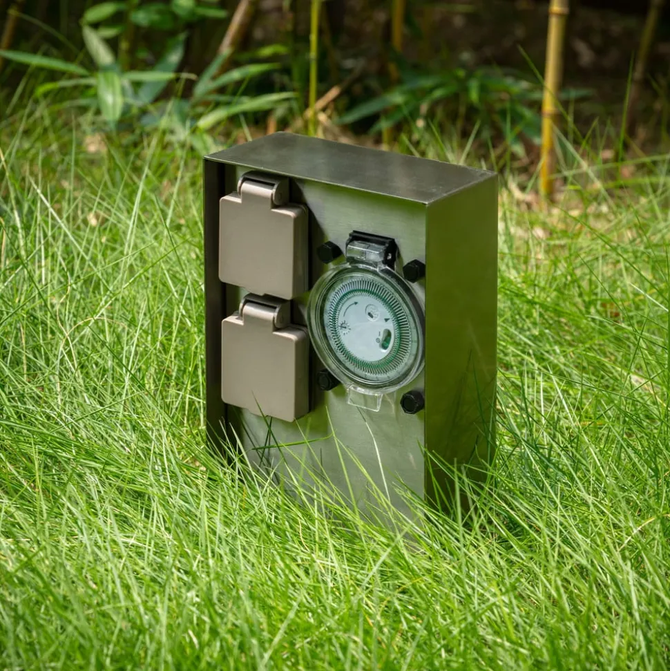 Prios Foranda strømkolonne 2-timers timer i stål 23 cm