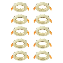 Prios innfelt taklampe Fibur, gull, sink, Ø 8,2 cm, 10 stk