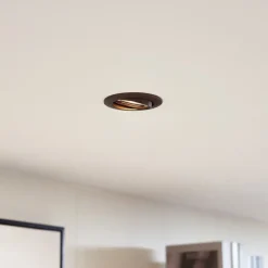 Prios innfelt taklampe Fibur, bronse, aluminium, Ø 8,2 cm