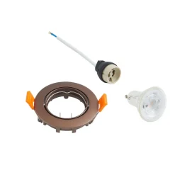 Prios innfelt taklampe Fibur, bronse, aluminium, Ø 8,2 cm