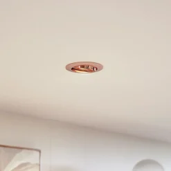 Prios innfelt taklampe Fibur, kobber, aluminium, Ø 8,2 cm