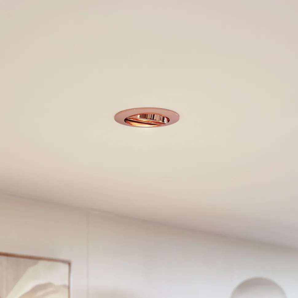 Prios innfelt taklampe Fibur, kobber, aluminium, Ø 8,2 cm