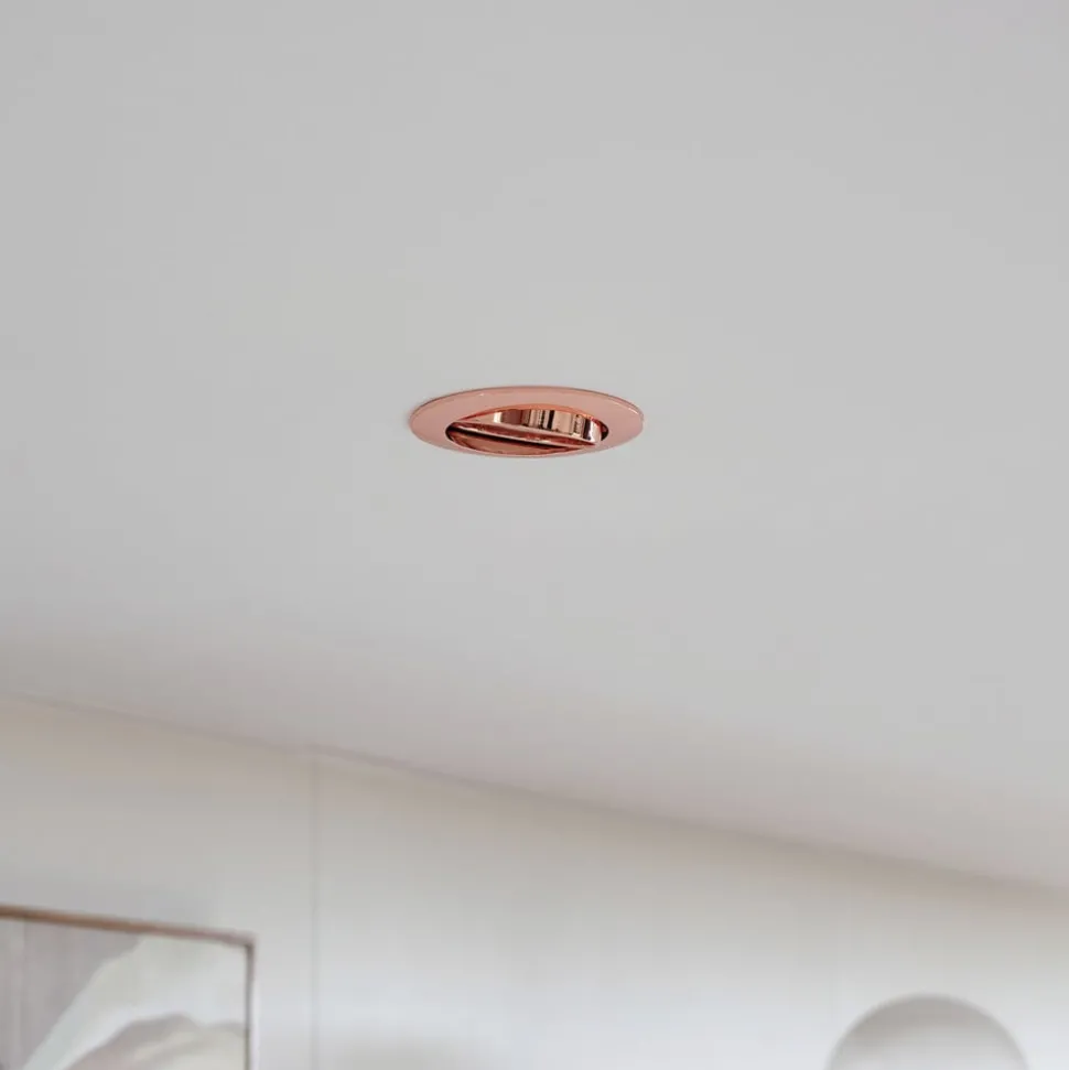 Prios innfelt taklampe Fibur, kobber, aluminium, Ø 8,2 cm