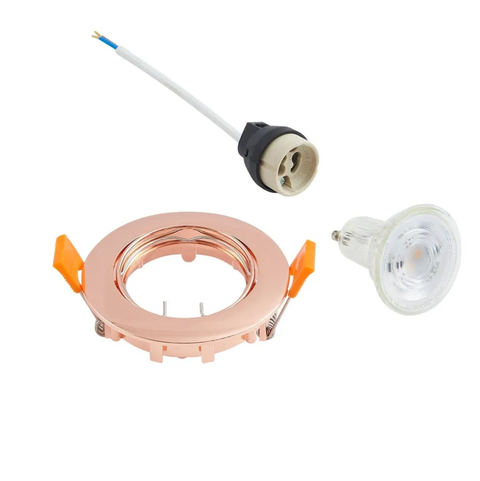 Prios innfelt taklampe Fibur, kobber, aluminium, Ø 8,2 cm