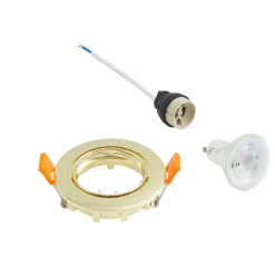 Prios innfelt taklampe Fibur, gull, aluminium, Ø 8,2 cm