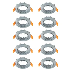 Prios innfelt taklampe Fibur, grå, sink, Ø 8,2 cm, 10 stk