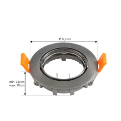 Prios innfelt taklampe Fibur, mørk grå, aluminium, Ø 8,2 cm