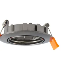 Prios innfelt taklampe Fibur, mørk grå, aluminium, Ø 8,2 cm