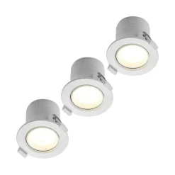 Prios LED innbyggingslampe Shima, hvit, 9W, 3000K, 3 enheter, dimbar