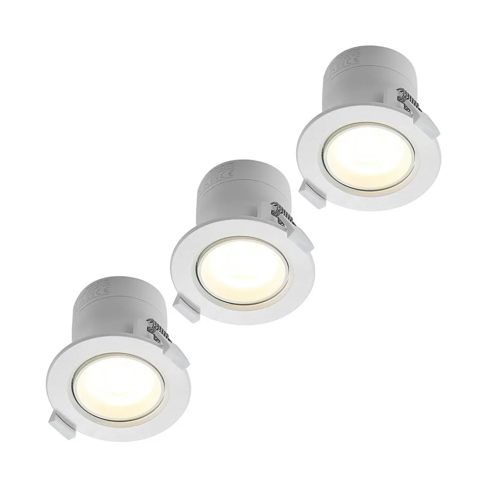 Prios LED innbyggingslampe Shima, hvit, 9W, 3000K, 3 enheter, dimbar