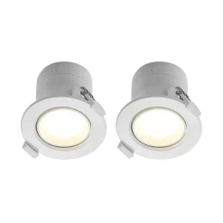 Prios LED innbyggingslampe Shima, hvit, 9W, 3000K, 2 enheter, dimbar