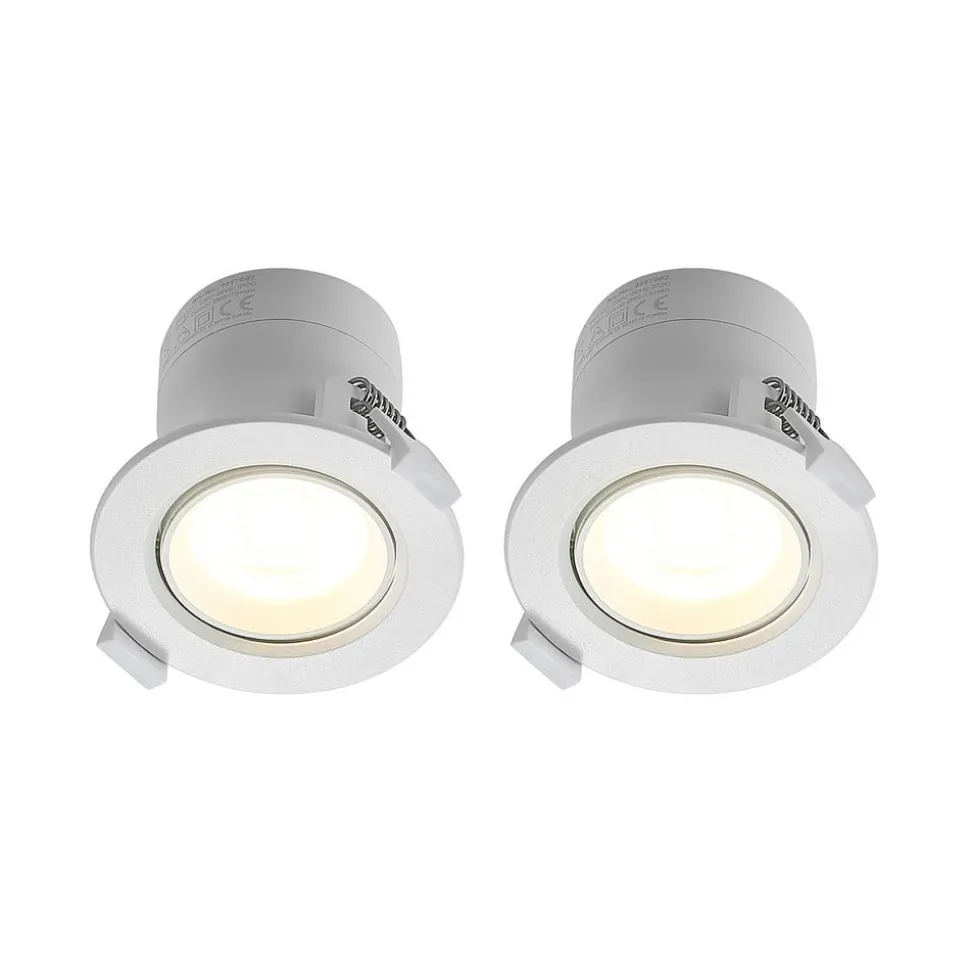 Prios LED innbyggingslampe Shima, hvit, 9W, 3000K, 2 enheter, dimbar