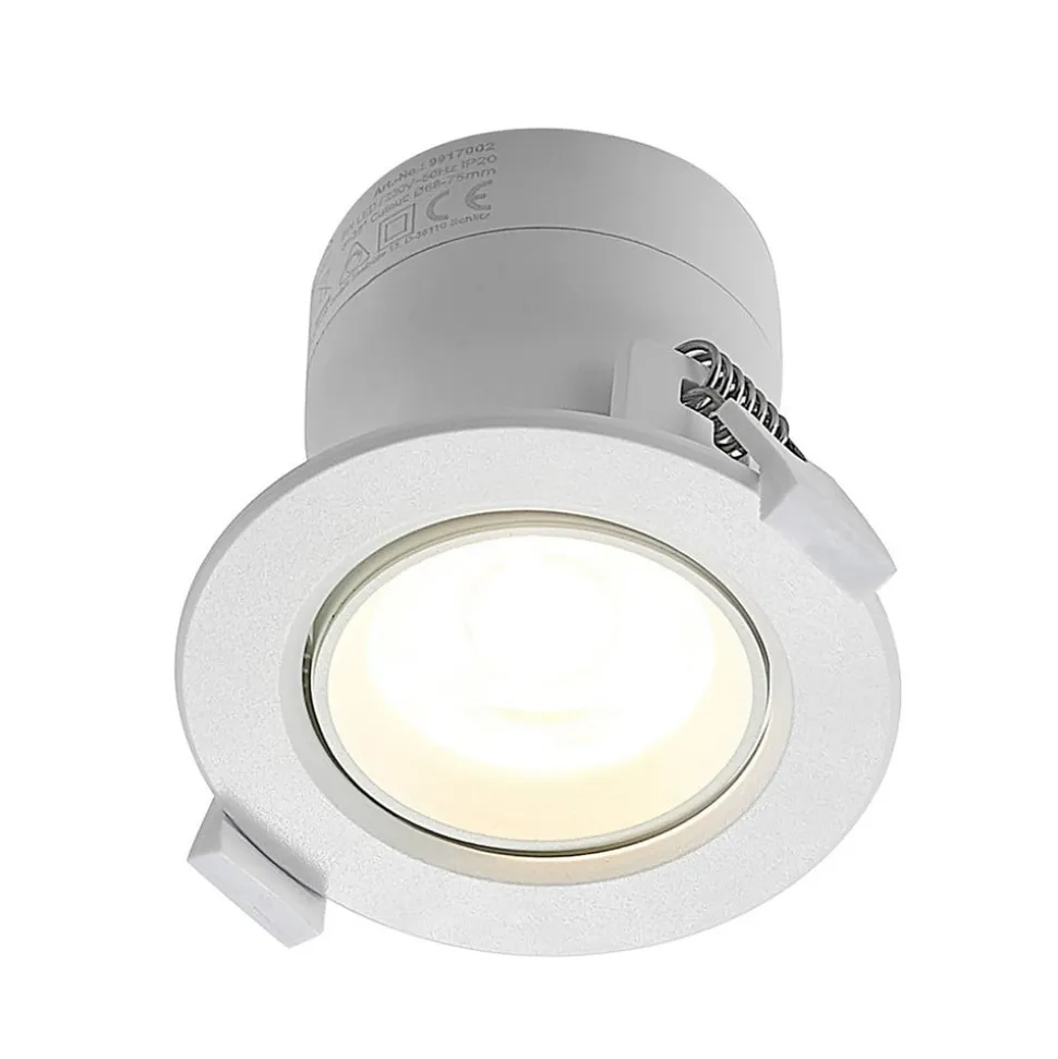 Prios LED innbyggingslampe Shima, hvit, 9W, 3000K, 2 enheter, dimbar